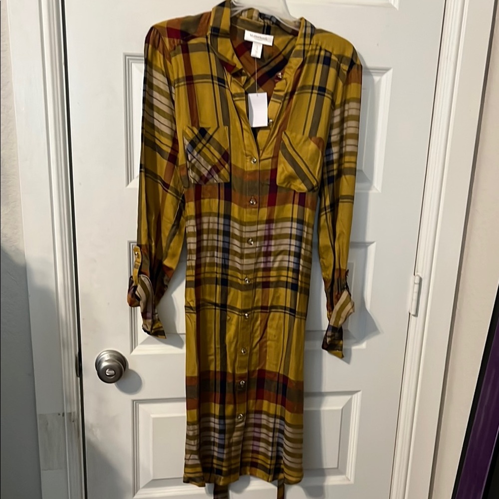 Burberry Yellow Plaid Shirt Dress